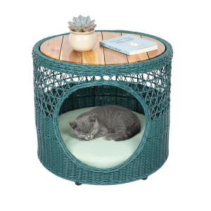 Bàn RUMAY Tre Đan Kết Hợp Ổ Thú Cưng Xanh Lục Đan Hở 1/2 TX0150 - 55x55x50cm
